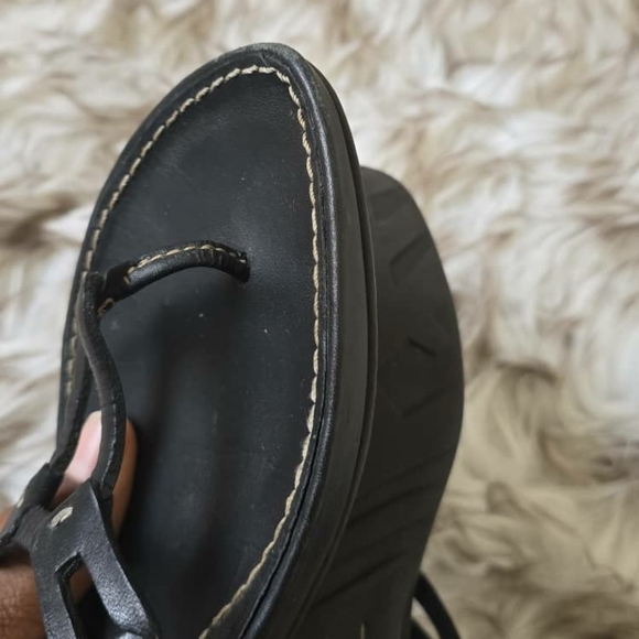 Timberland Women's Black Leather Slip-On Sandals Size 9.5 🌴 - Picture 8 of 9